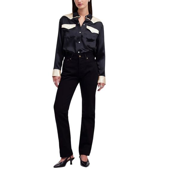 Alexa Chung for Madewell High-Rise Straight Jean in Black Wash size 29 NWT - Picture 1 of 5
